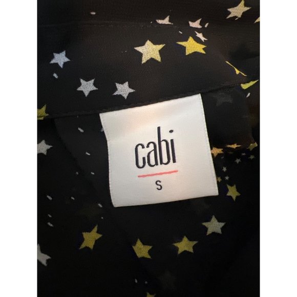 Cabi 3592 Galaxy Blouse Starry Night Black Long Sleeve Semi Sheer Size S - Picture 5 of 6